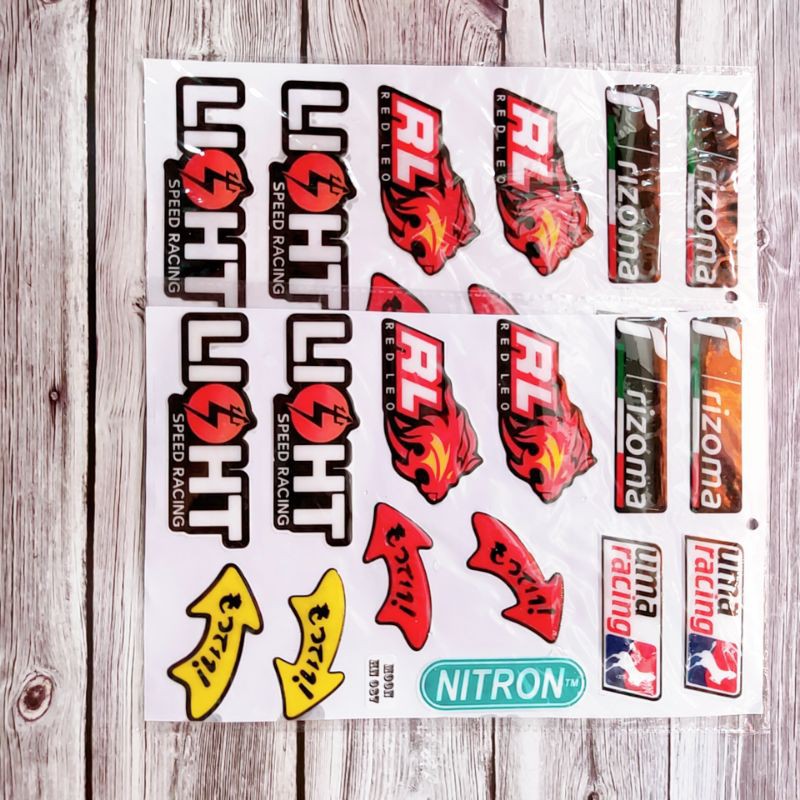 Bộ tem logo , nhãn dán nổi redleo , light , uma racing , nitron ...