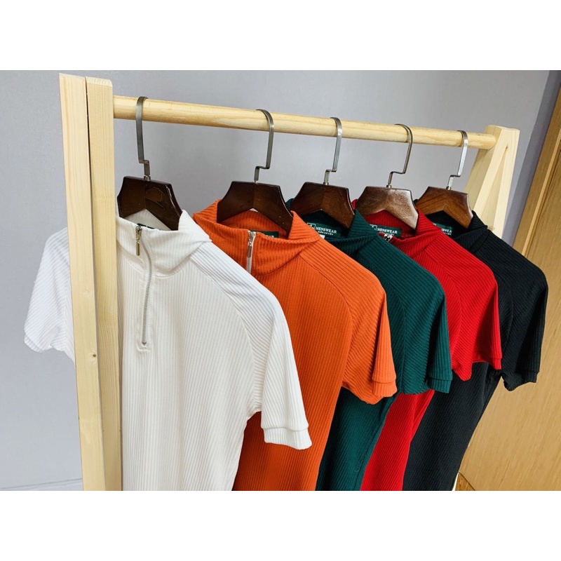 Áo polo body FLO MENSWEAR dây kéo cao cấp, áo thun cổ lọ có khóa