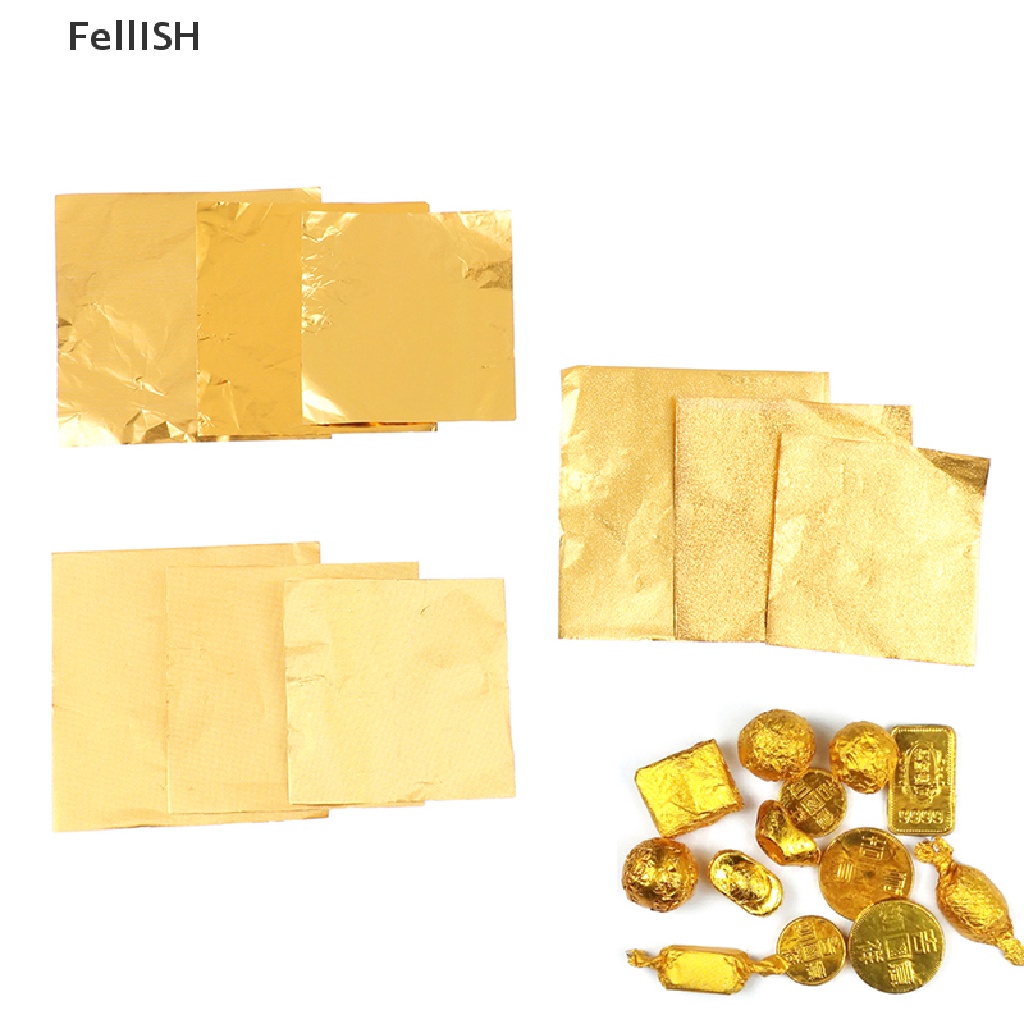 [Felli] Set 100 Tờ Giấy Nhôm Gói Kẹo Sô Cô La Màu Vàng 439br