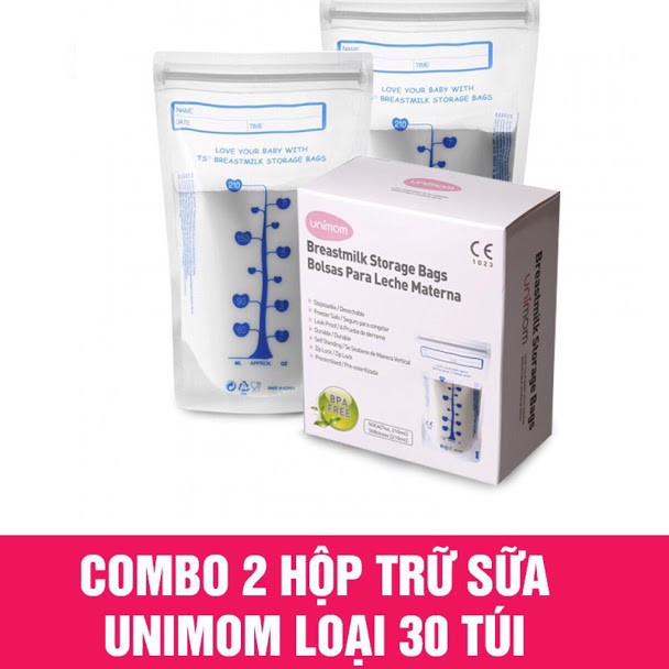 Hộp 60 túi trữ sữa Unimom Compact 210ml Hàn Quốc - Tặng bút ghi chú không phai