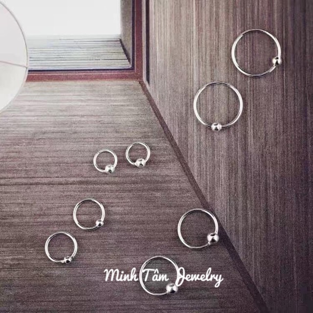 Bông tai tròn bạc ta cho bé -Minh Tâm Jewelry