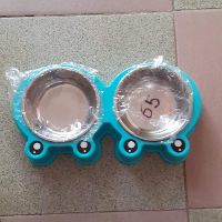 Bát ăn đôi ếch inox cho chó mèo
