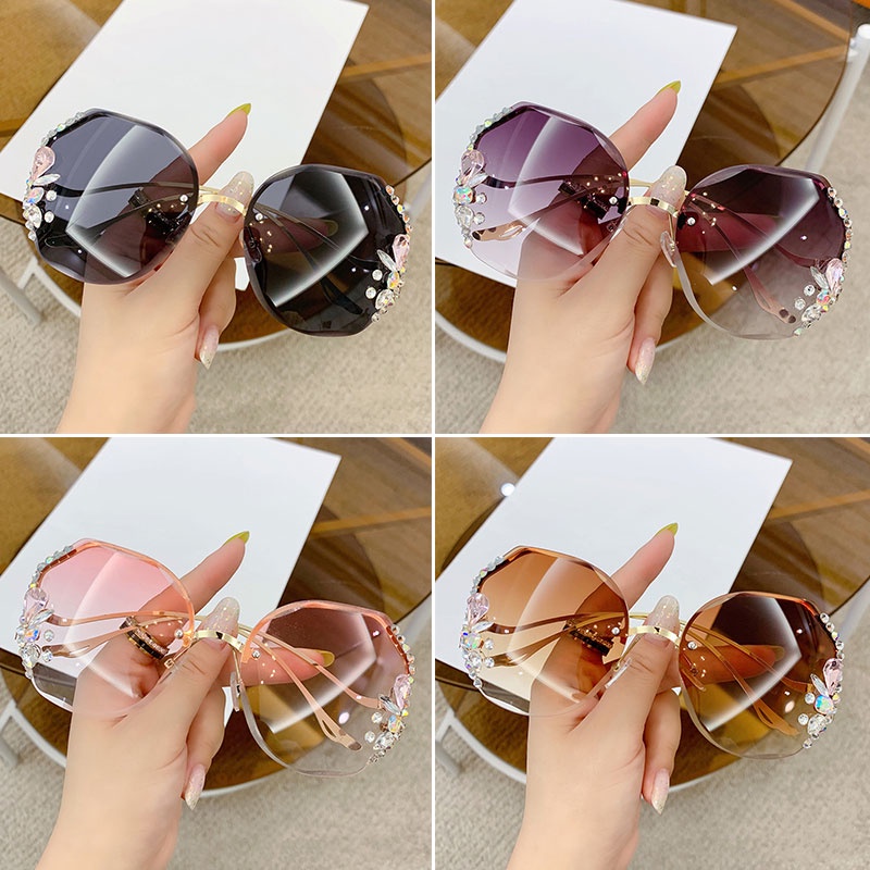 Kính mát càng kim loại đính đá thời trang Hàn Quốc