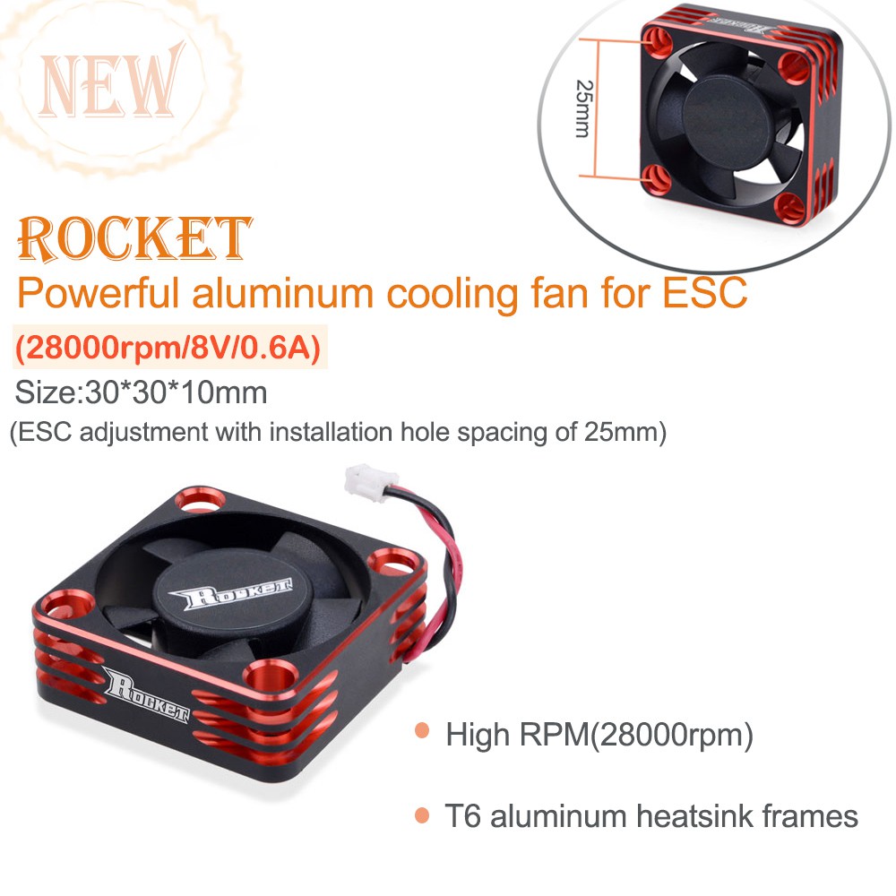 Quạt Tản Nhiệt Động Cơ ESC 25mm 30mm 36mm 40mm 50mm Bằng Kim Loại Màu Đen Cho Xe Điều Khiển Từ Xa