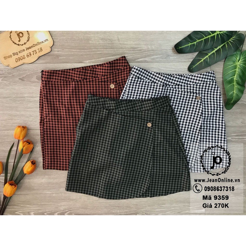 [Mã FAGREAT55 giảm tới 50K đơn 250K] Bigsize Nữ - Short Váy Caro Vạt Xéo (MS: 9359) | BigBuy360 - bigbuy360.vn