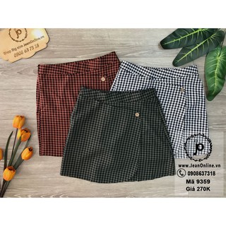 Bigsize nữ - short váy caro vạt xéo