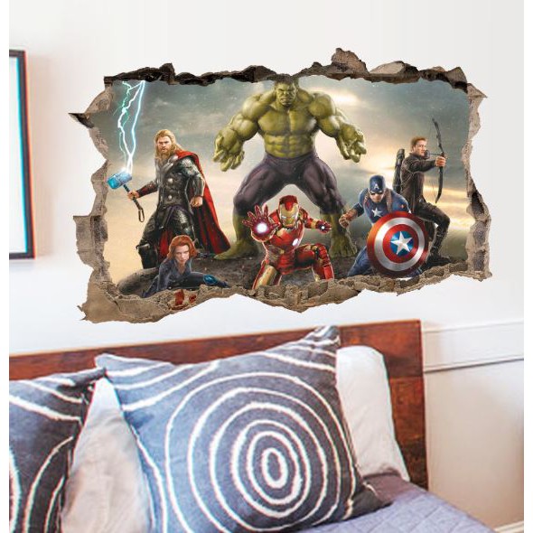 Decal dán tường Average bộ 6 siêu anh hùng xuyên tường