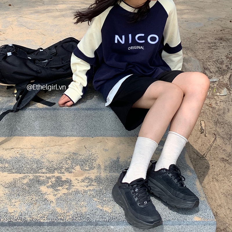 Áo thun nữ tay dài in chữ thời trang Hàn Quốc