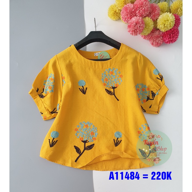 👕🆕️ Áo suông tay phồng thêu hoa cẩm tú cầu