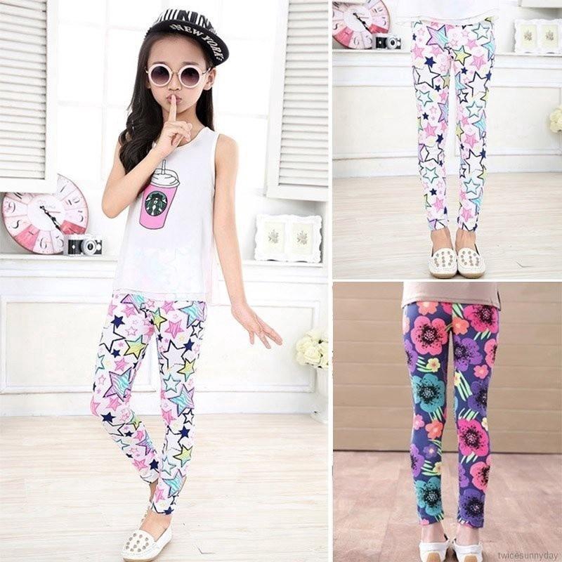 Quần legging phối nhiều họa tiết xinh xắn dành cho bé gái 2-14 tuổi