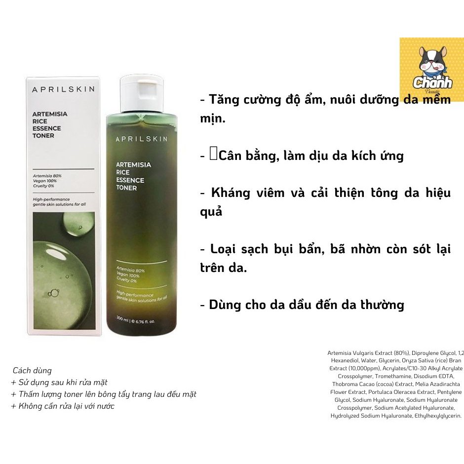 Aprilskin - Nước Hoa Hồng Aprilskin Artemisia Rice Essence Toner 200mL