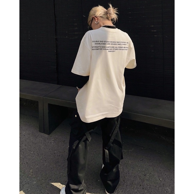 Áo thun tay lỡ bad habits DRIP TEE màu TAN /Nam nữ unisex  Áo phông unisex