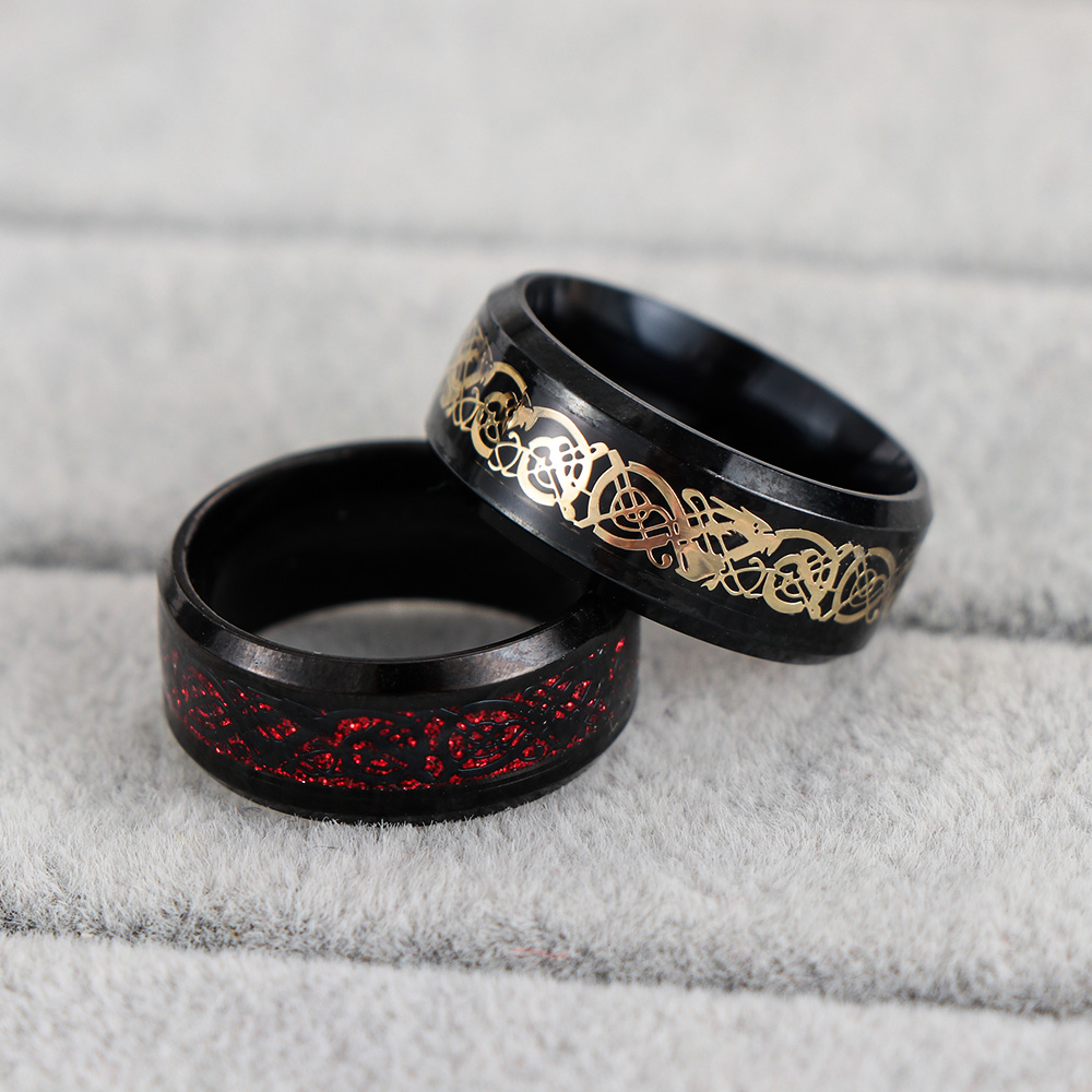 (Hàng Mới Về) Nhẫn Thép Titan Màu Đen Size 6-13 Thời Trang Cho Nam