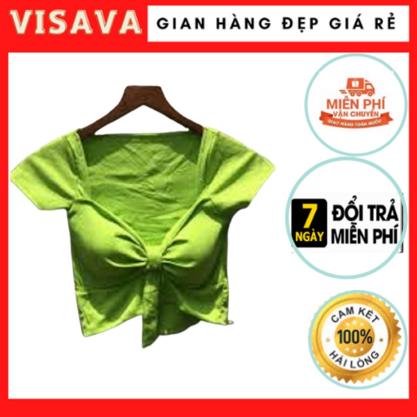 Áo Kiểu Nữ Croptop Visava Thun Borip Ôm body Cổ V Tôn Dáng Phong Cách Hàn Quốc  Mẫu Mới Siêu Thời Trang 2021