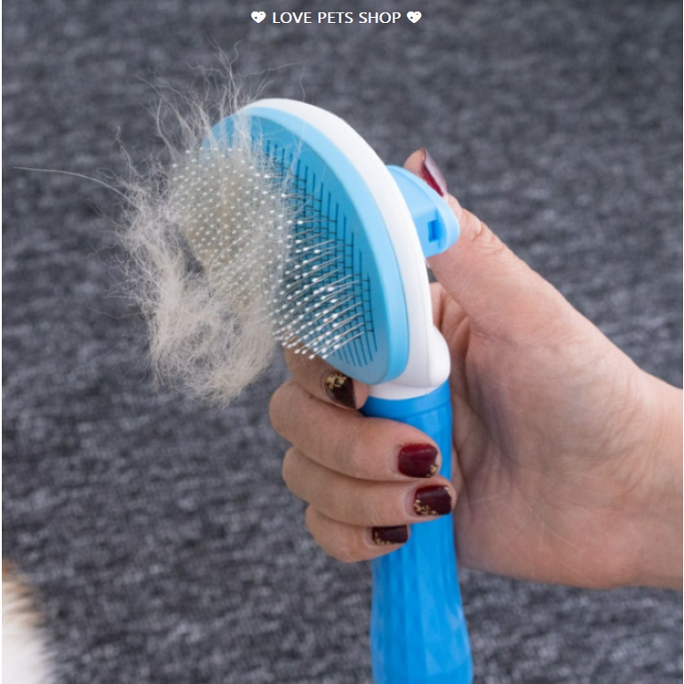 LƯỢC CHẢI LÔNG CHO CHÓ MÈO CÓ NÚT BẤM NHẢ LÔNG SIZE LỚN -  LOVE PETS SHOP