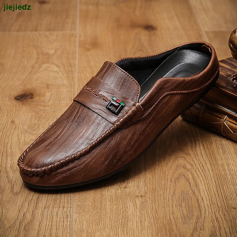 Giày lười vải da không gót thoáng khí thời trang mùa hè kiểu Hàn Quốc thanh lịch cho nam 2022