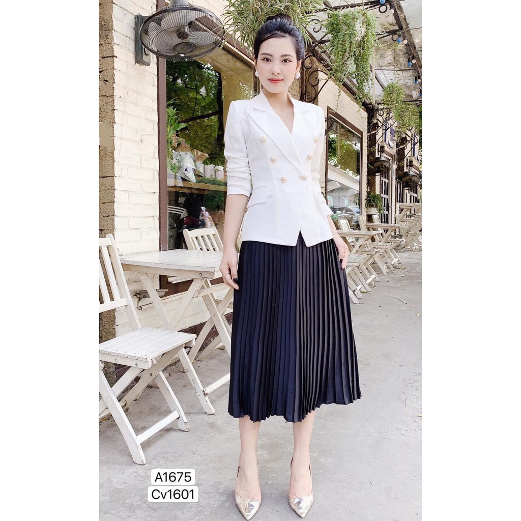 ﹉✢(Ảnh thật) Chân váy xếp ly mặc siêu sang đẹp, phối với áo sơ mi, len, khoác, phông đều đẹp xuất sắc