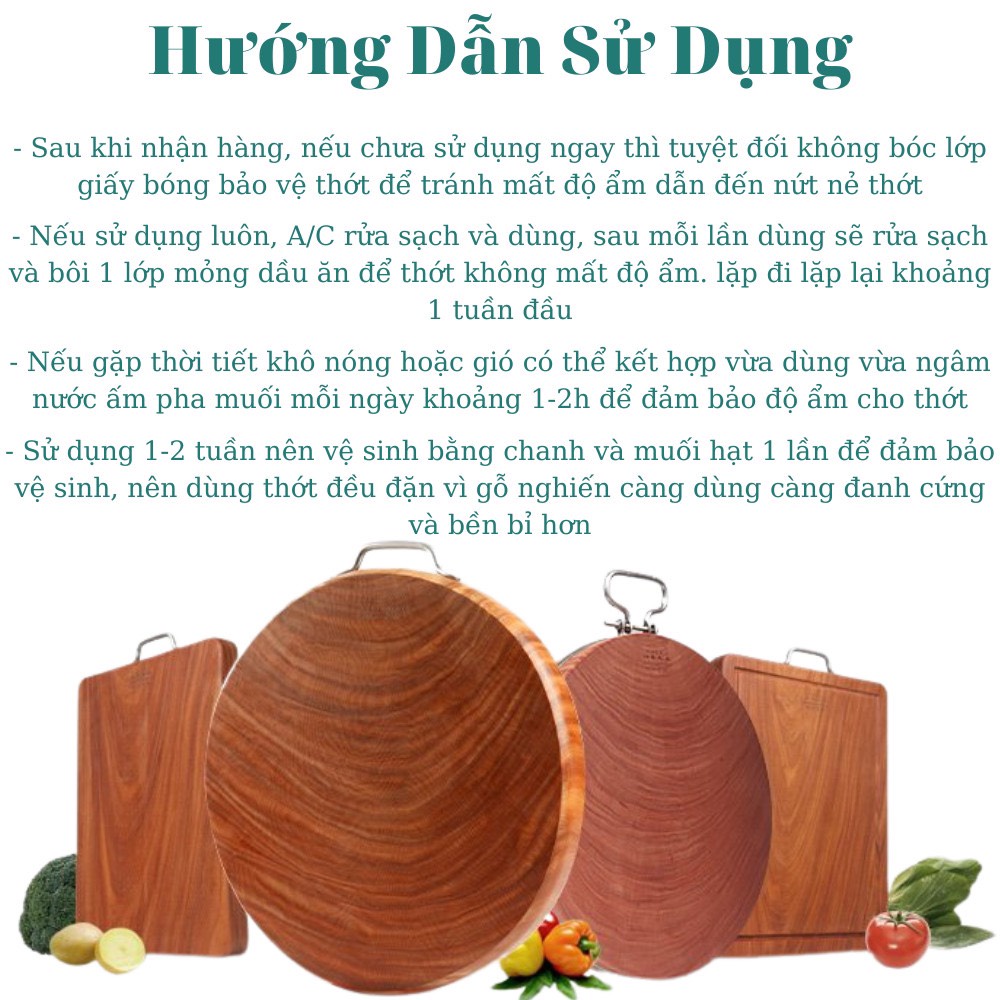 Thớt gỗ chữ nhật ,gỗ nghiến tây bắc, thớt gỗ không tâm nguyên khối độ bền cao, Sammi shop