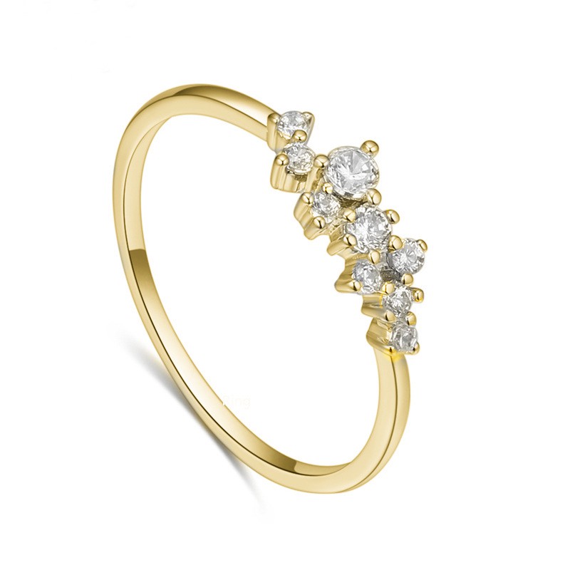 Trang sức hàn quốc Nhẫn đính hôn kim cương vàng thời trang dành cho nữ