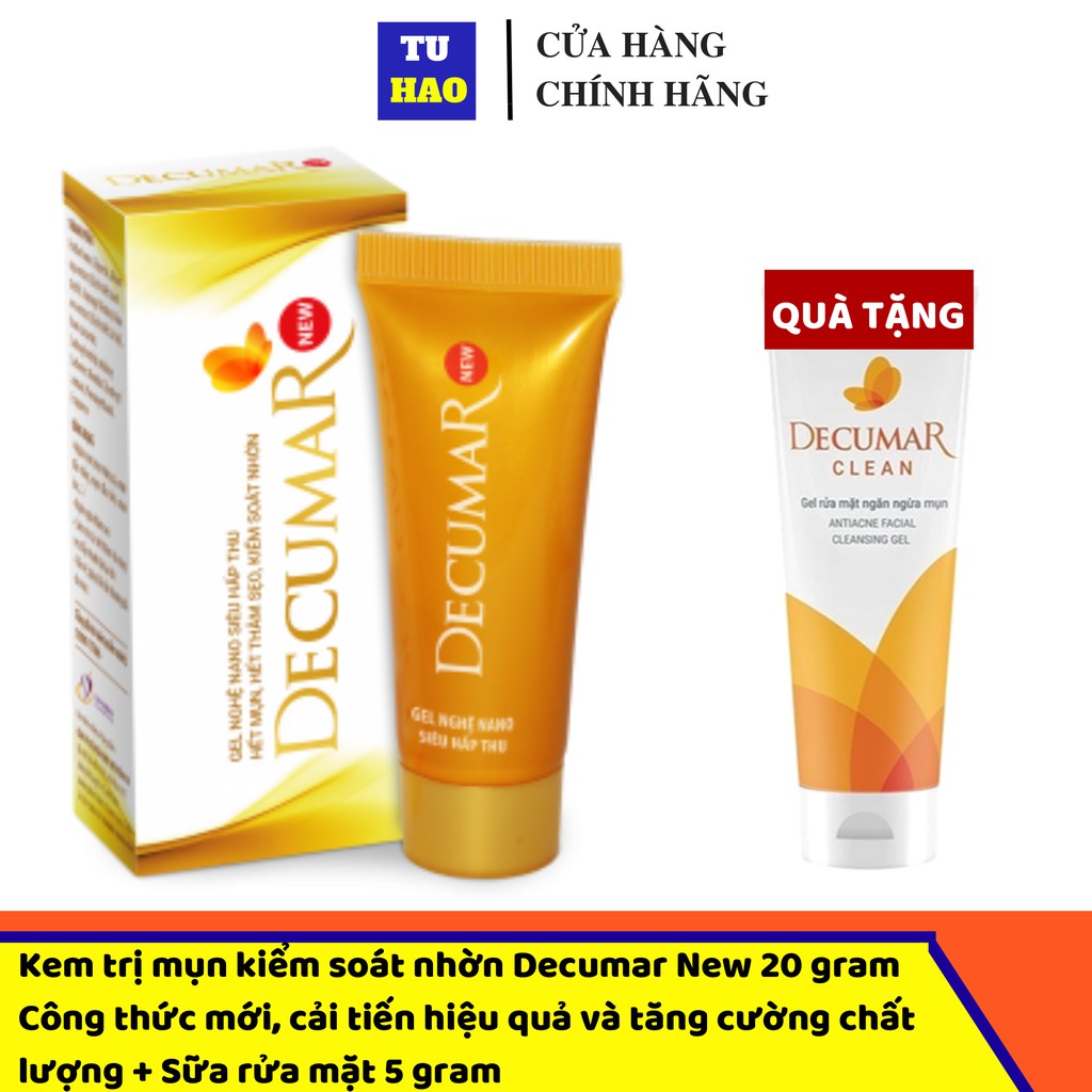 (TẶNG SỮA RỬA MẶT DECUMAR 5G)✅(CHÍNH HÃNG) Kem trị mụn Decumar New Gel nghệ Nano - Hết mụn hết thâm