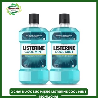 [Combo 2 chai] nước Súc Miệng Listerine Diệt Khuẩn, Giữ Hơi Thở Thơm Mát Listerine Coolmint Mouthwash 750ml