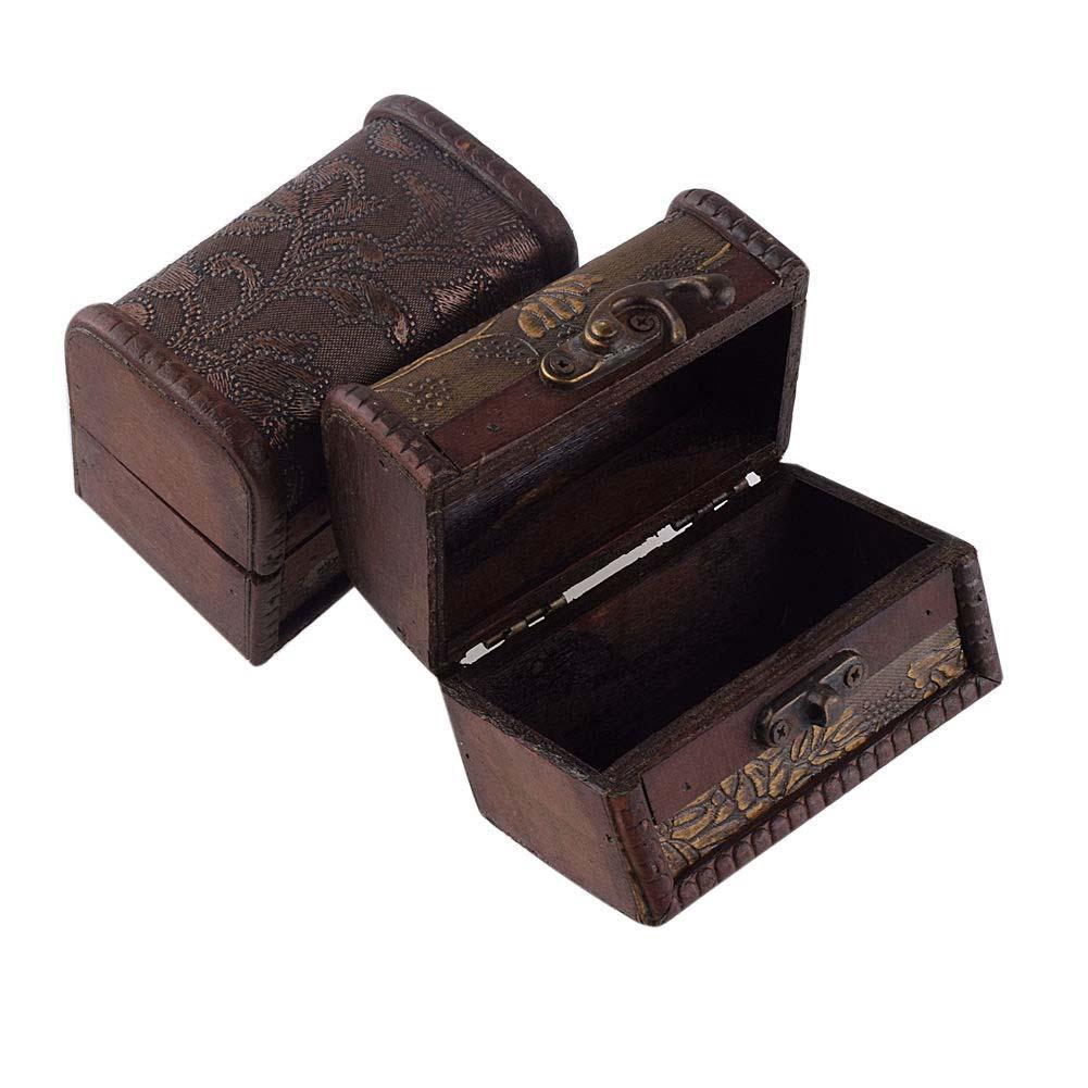 Hộp gỗ đựng trang sức có khóa kim loại nhỏ phong cách vintage
