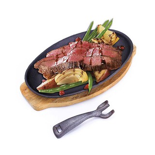 Chảo Gang Chống Dính Oval Đa Năng Lớn Làm Bít Tết, Bò Né