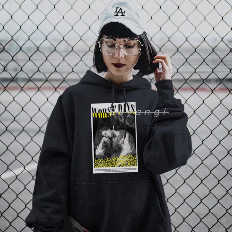 Áo hoodie goyangi Unisex Lisa Worst Day phong cách Hàn Quốc