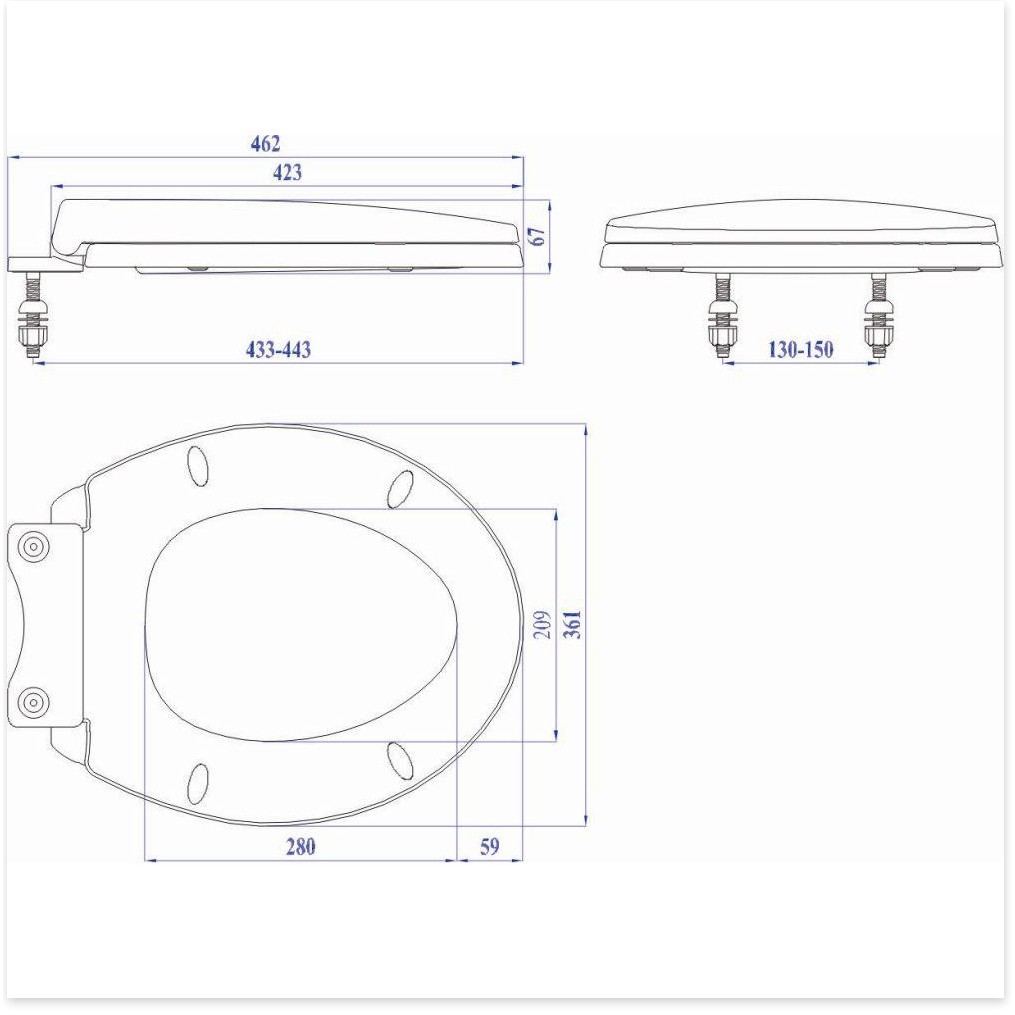 Nắp nhựa Sunzin A002 thay thế vừa cho bồn cầu Viglacera VI44, VI66, VI77, VI88