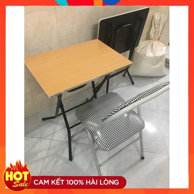 BÀN HỌC GẤP GỌN 50x70cm chân cao 75 cm kèm ghế FREE SHIP chân sắt sơn tích điện siêu bền ( cam kết như hình )