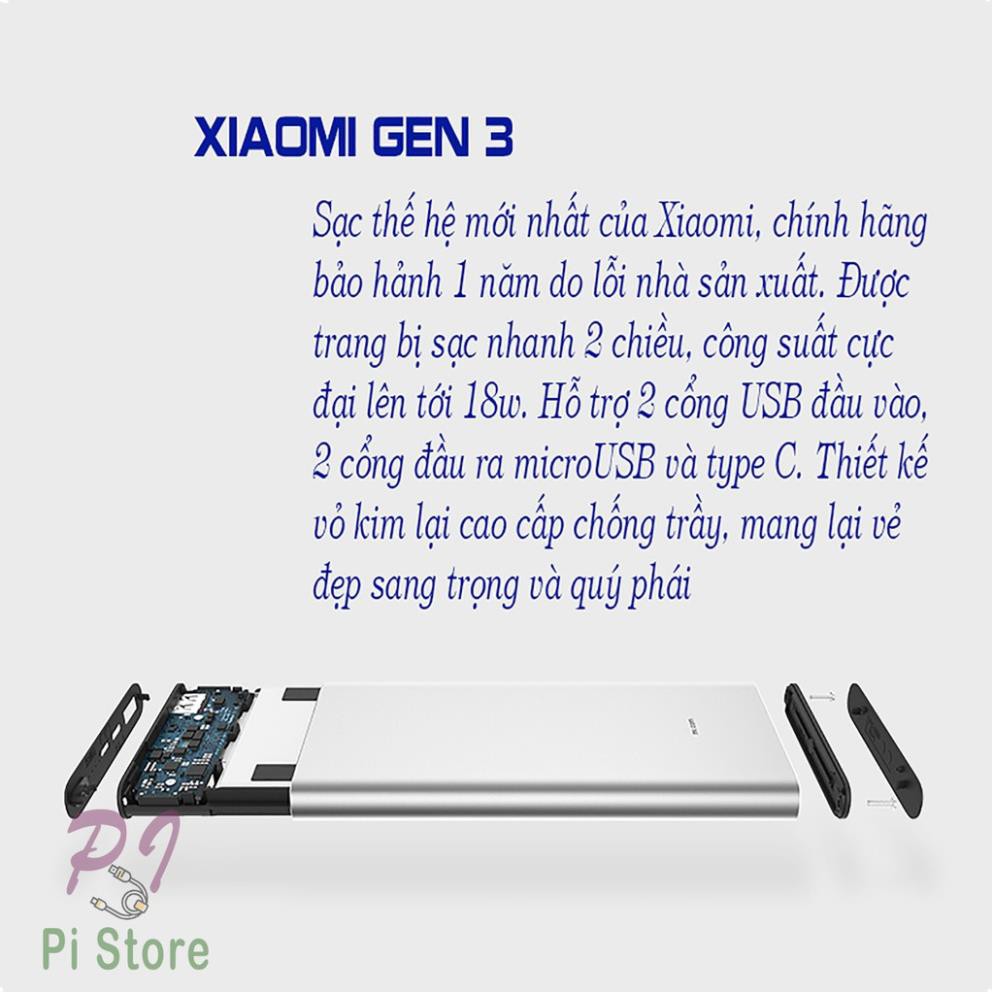 [Bán Lỗ Xả Kho]  Sạc dự phòng Xiaomi 10000mAh Gen 3 Bản Sạc Nhanh 2020 – Xiaomi Mi 18W Fast Charge Power Bank chính hãng