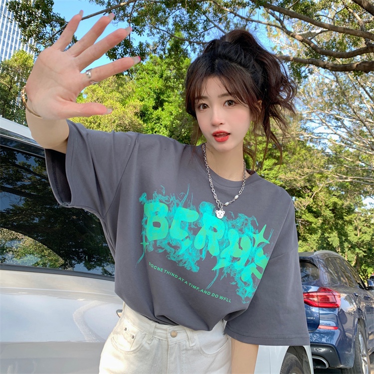 NRVP Áo Thun Nữ Tay Ngắn In Hình Phong Cách Hàn Quốc Thời Trang Mùa Hè 2022