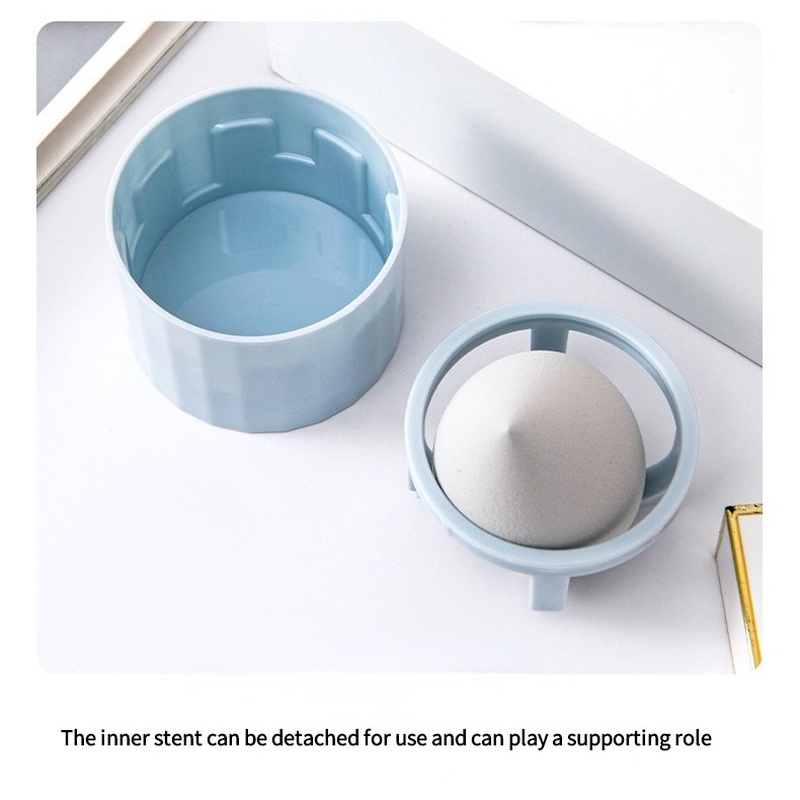 1 Bộ Giá Đỡ Mút Trang Điểm Chống Bụi Có Thể Treo Và Hộp Đựng Tiện Lợi