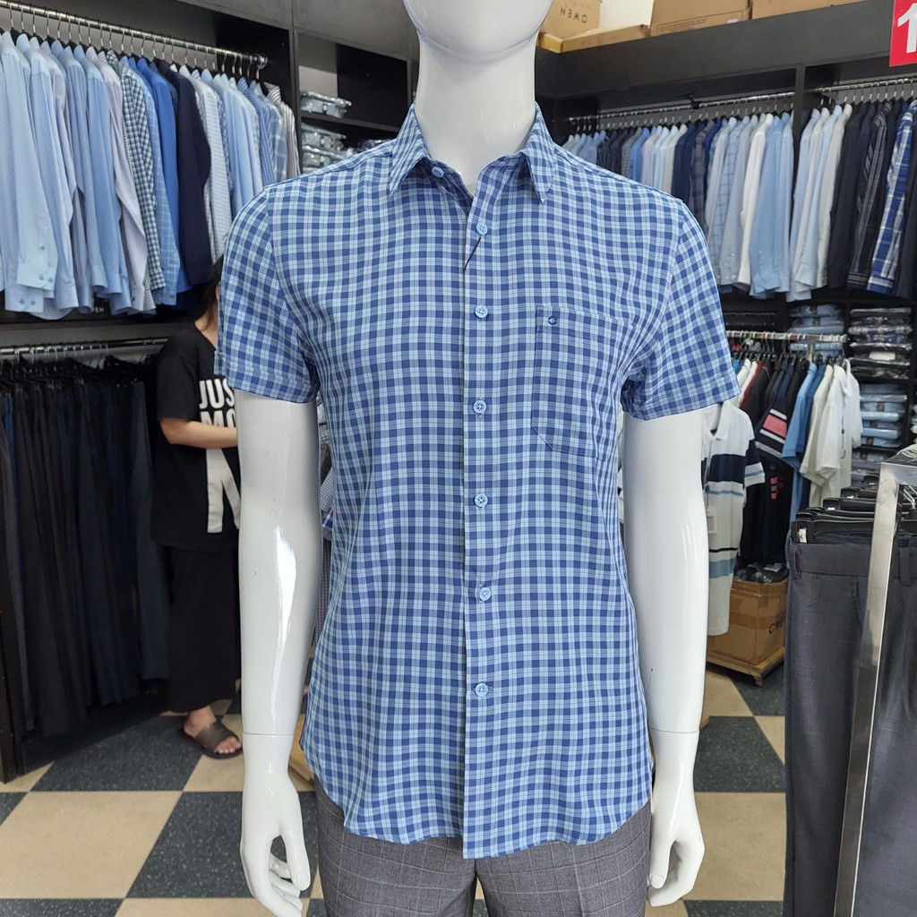 [QUÀ TẶNG KHẨU TRANG] Áo Sơ Mi Nam Ngắn Tay Owen AR22711NT Somi Cộc Tay Công Sở Cao Cấp Màu Xanh đen Kẻ Caro Nhỏ | BigBuy360 - bigbuy360.vn