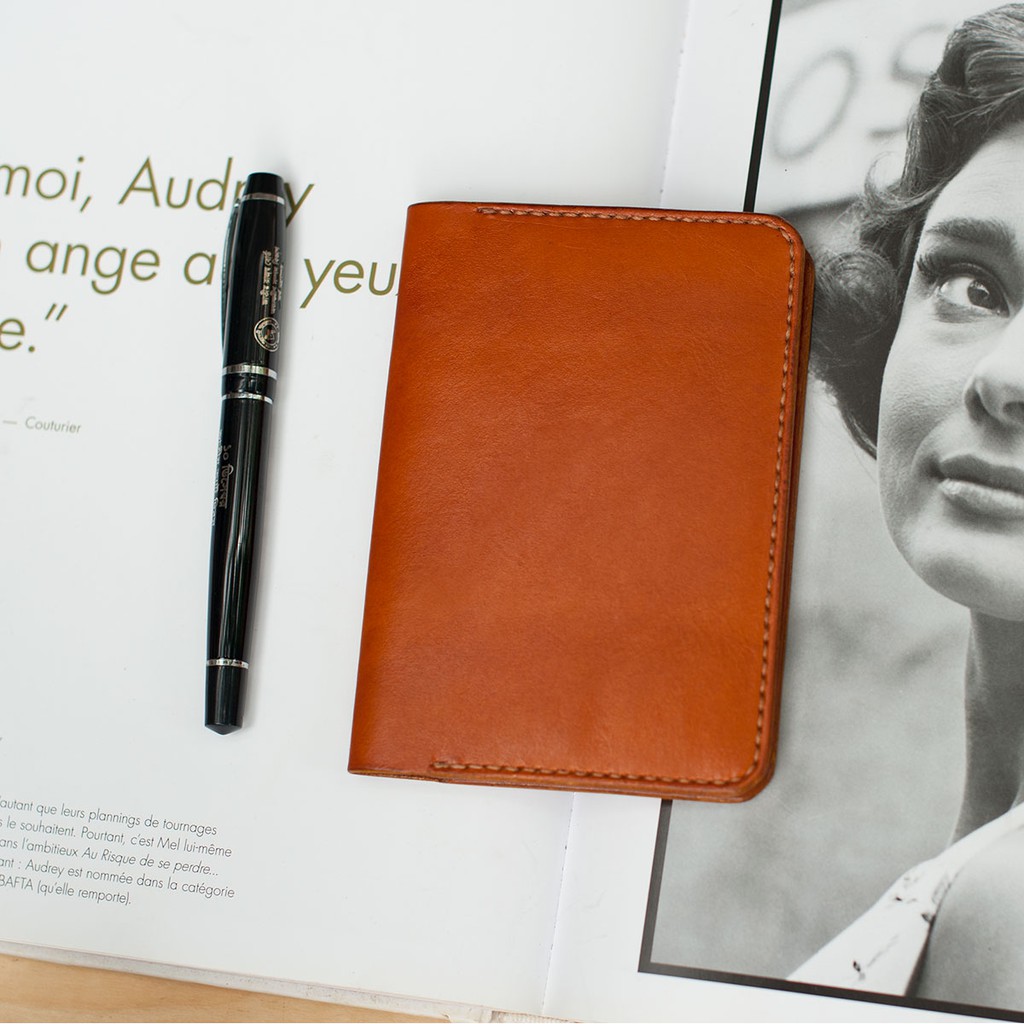 Vỏ bao passport da bò nhập khẩu mầu nâu - Vỏ bao Mino Crafts VO322S