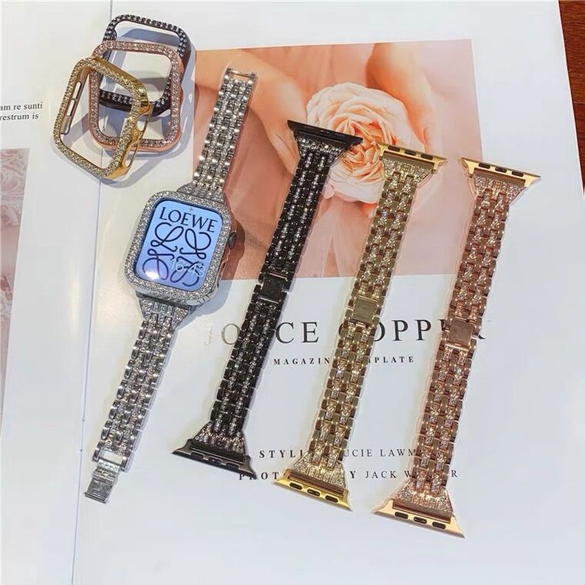 BR Apple Popular Watch Series SE 6 5 4 3 2 1 iwatch 42 mm 38 mm 40 mm 44 mm Popular Ribbon Dây đeo thời trang Kim cương kim loại sang trọng Dây đeo thép không gỉ