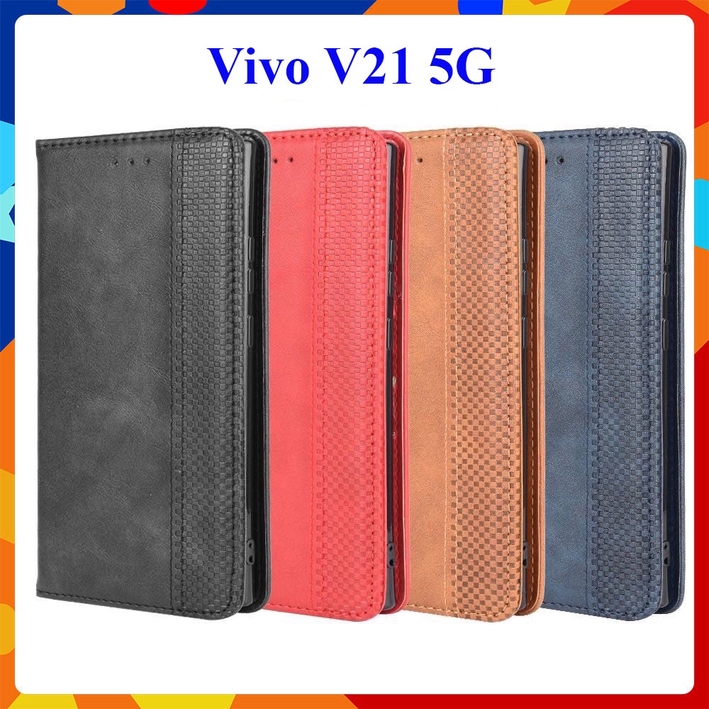 Bao da dạng ví Vivo V21 5G (cam kết xịn) hit nam châm, ngăn đựng thẻ ATM tiền tiện lợi