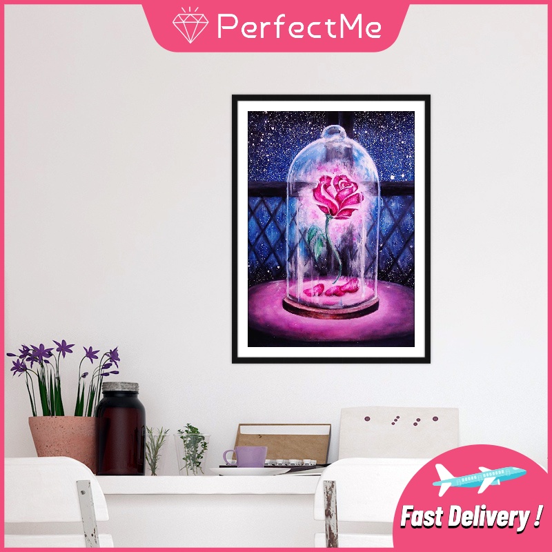 Bộ Tranh Đính Đá 5D Tự Làm Họa Tiết Hoa Hồng 30 x 40cm Trang Trí Nhà Cửa