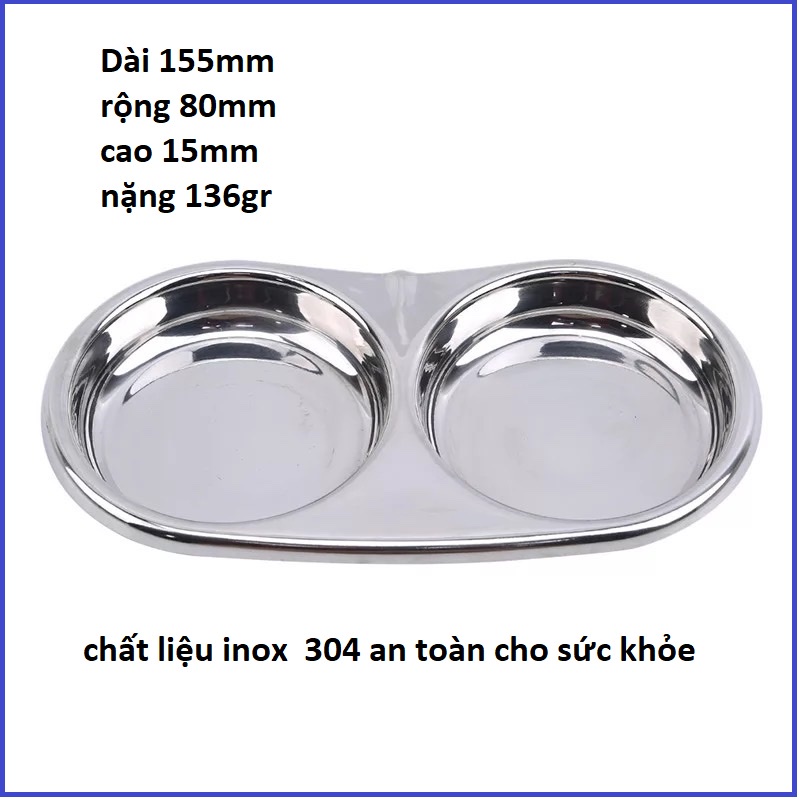 Đĩa Đựng Gia Vị INOX 304  Hai Ngăn Tiện Lợi (hàng nhập )-Chén Chấm Hai Ngăn.