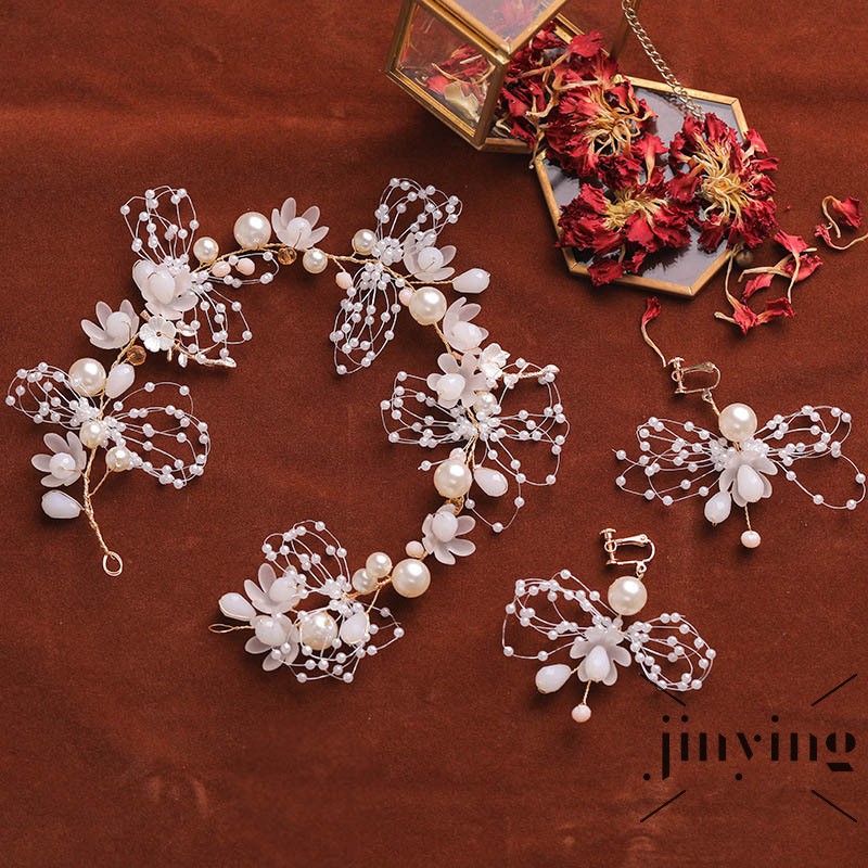 GETNOIVAS Cài tóc cô dâu đính đá và ngọc trai giả sang trọng