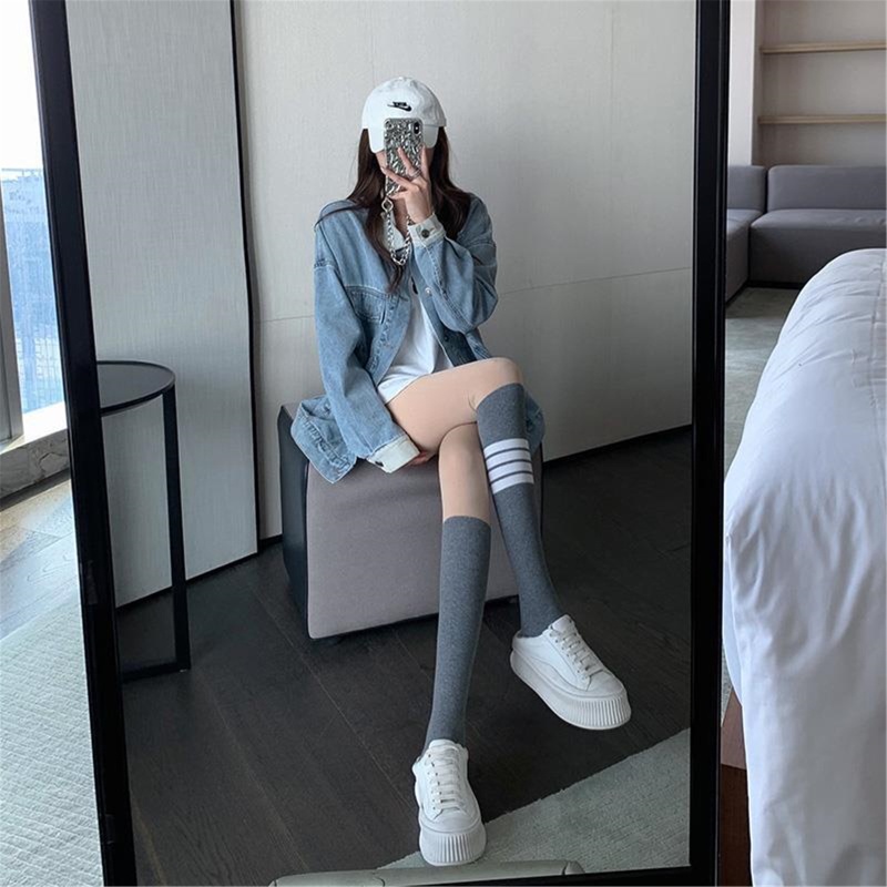 XIXI Quần Tất Lụa Mỏng Lưng Cao Co Giãn Họa Tiết Kẻ Sọc Gợi Cảm Cho Nữ