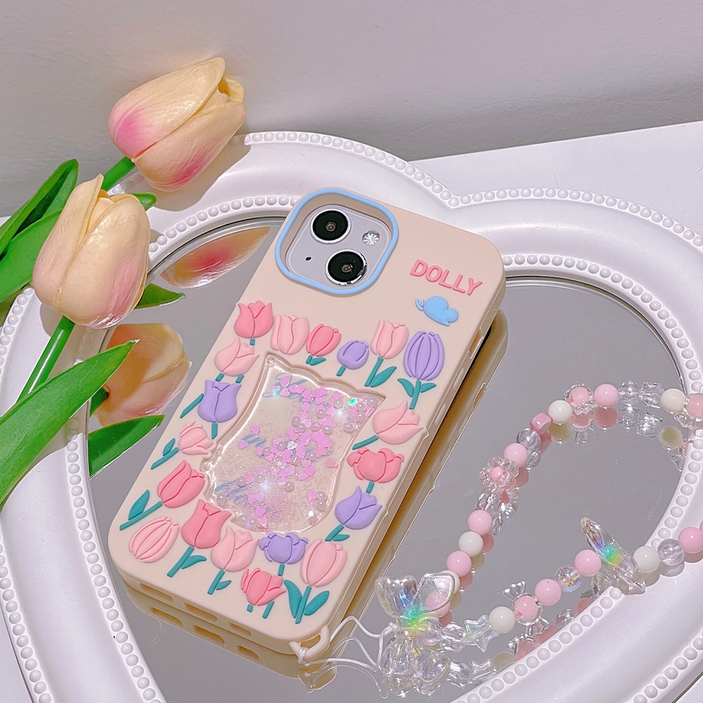 Ốp Điện Thoại Silicon Họa Tiết Hoa Tulip Cho iphone 6 6s 7 8 plus X XR XS 11 12 13 Pro max