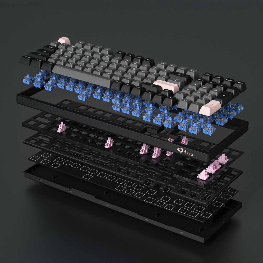 Bàn phím cơ AKKO 3084 v2 ASA – Black Pink- Cam Kết Chính Hãng