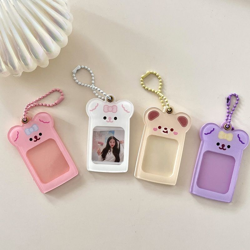 Móc khóa nhựa chú gấu đựng ảnh idol ^^