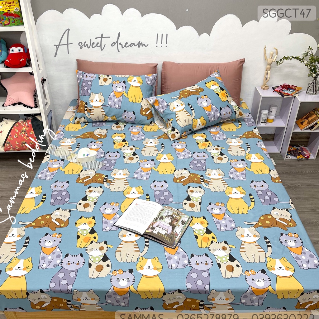 Bộ Chăn Ga Gối 3 Món Dễ Thương Cho Bé, Cotton 100% An Toàn, Thoáng Mát