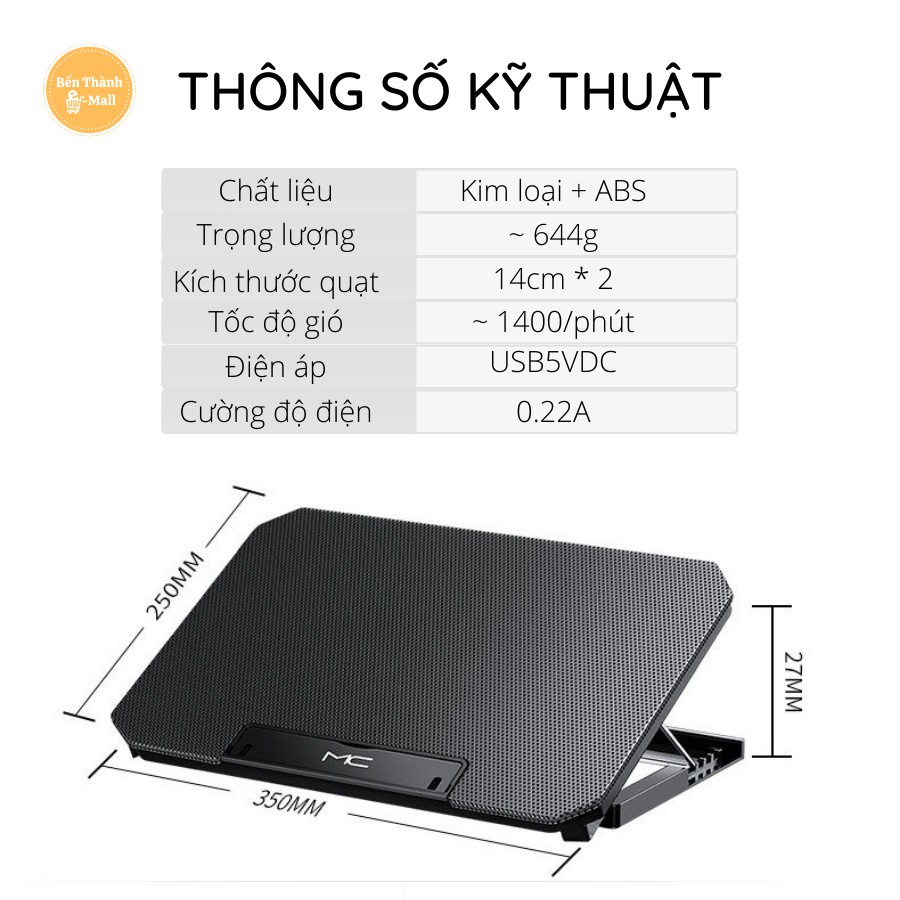 ✈️ [Freeship] Giá Đỡ Kiêm Tản Nhiệt Máy Tính MC Q100 [Có quạt &amp; Không quạt]