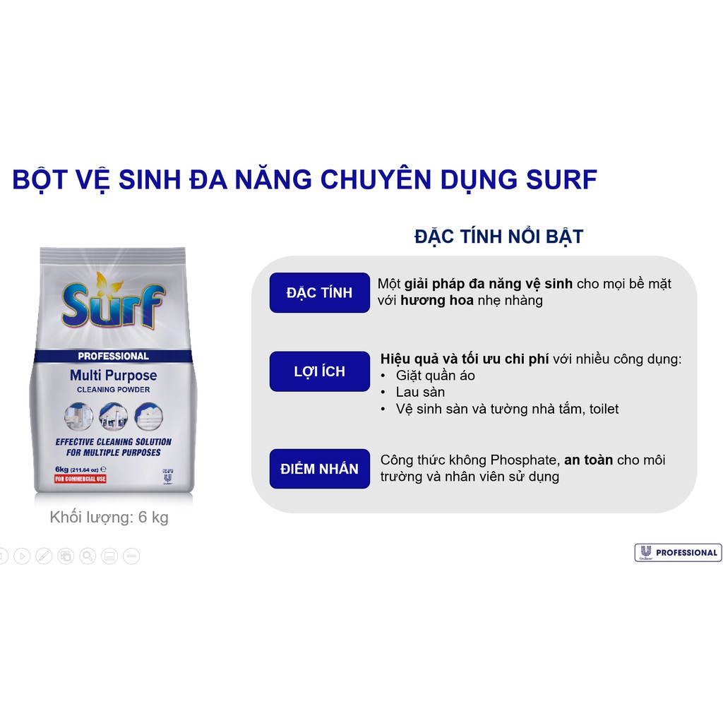 Bột giặt SURF đa năng chuyên dụng 6kg Professional vệ sinh nhà cửa ngát hương xuân 6 kg