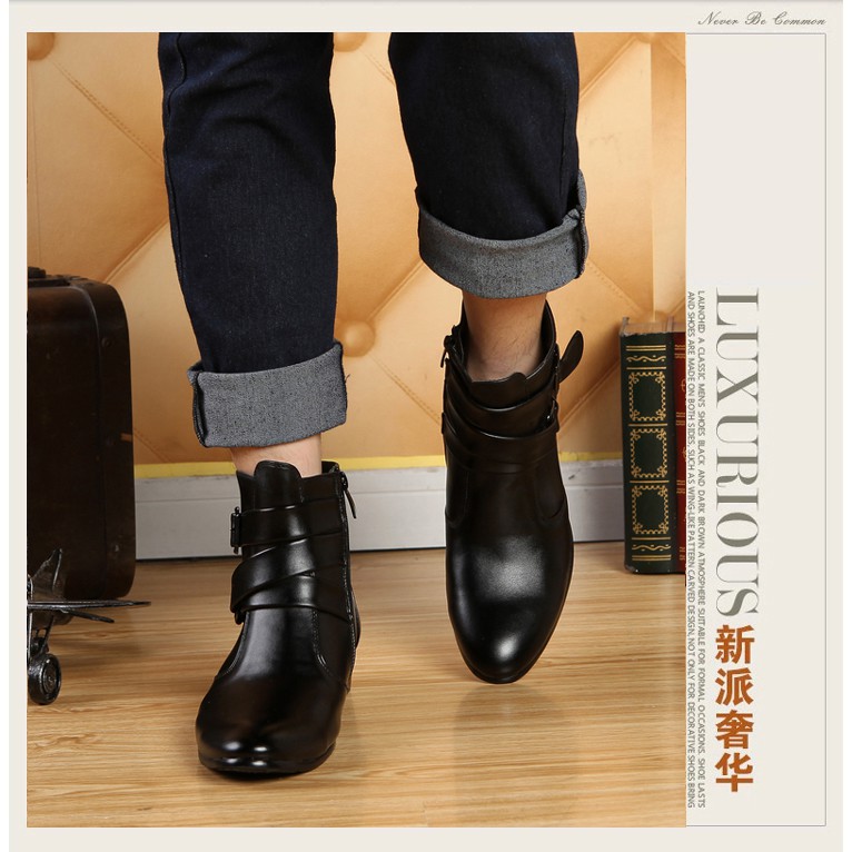 Giày Nam Cao Cổ Da Bò Loại 1 Cao Cấp Đai Chéo Hàng Quảng Châu | BigBuy360 - bigbuy360.vn