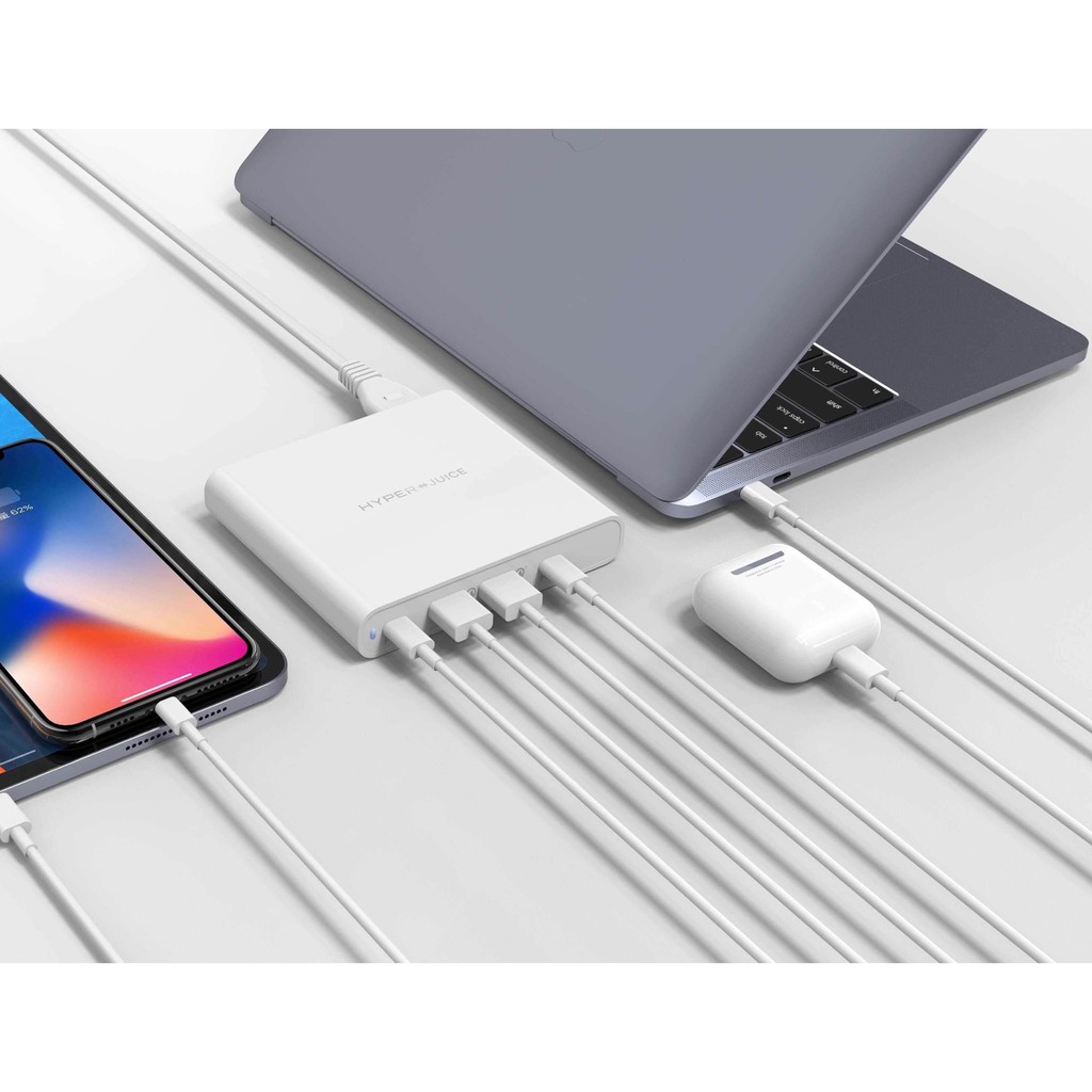 [Mã ELHAMS5 giảm 6% đơn 300K] SẠC ĐA NĂNG MACBOOK HYPERJUICE 87W DUAL USB-C/USB A QC3.0 PD87-2C2A