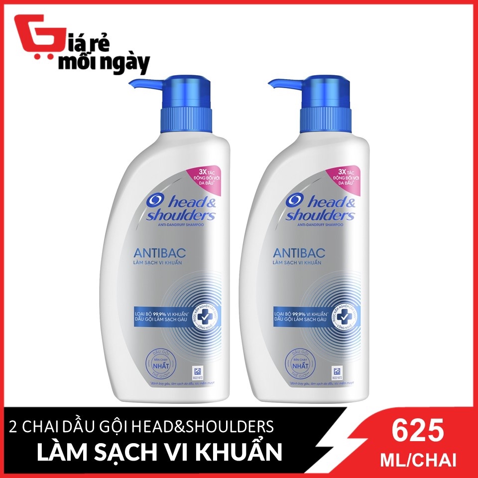 Combo 2 Dầu Gội Head &amp; Shoulders ANTIBAC Làm Sạch Vi Khuẩn 625ml/Chai